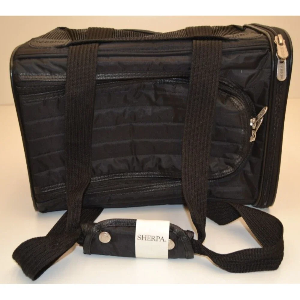 NWT Sherpa Orig Deluxe Pet Carrier XS/S Dog Cat Black Airline Approve $70 MSRP